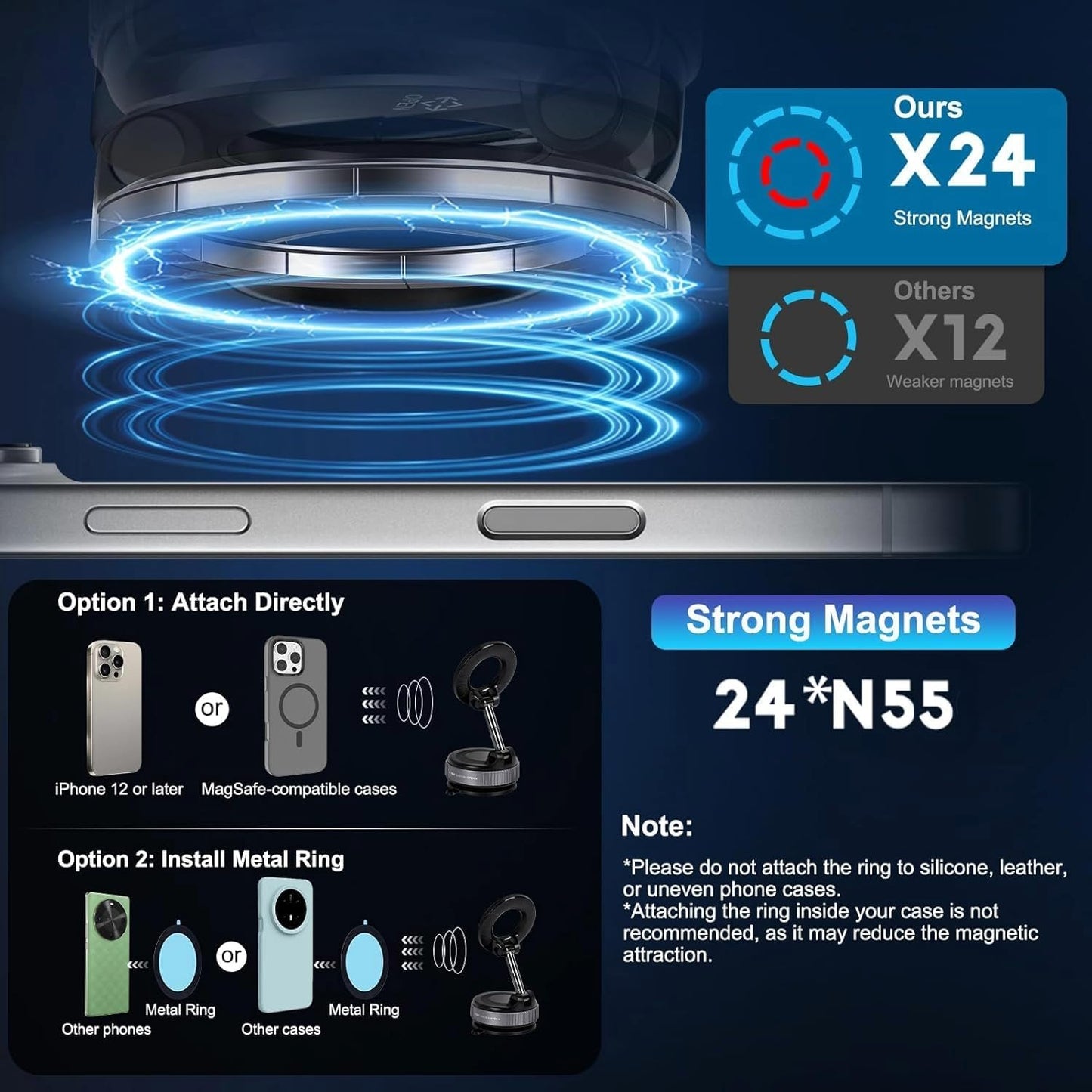 360° Vaccum Magnetic Phones Holder