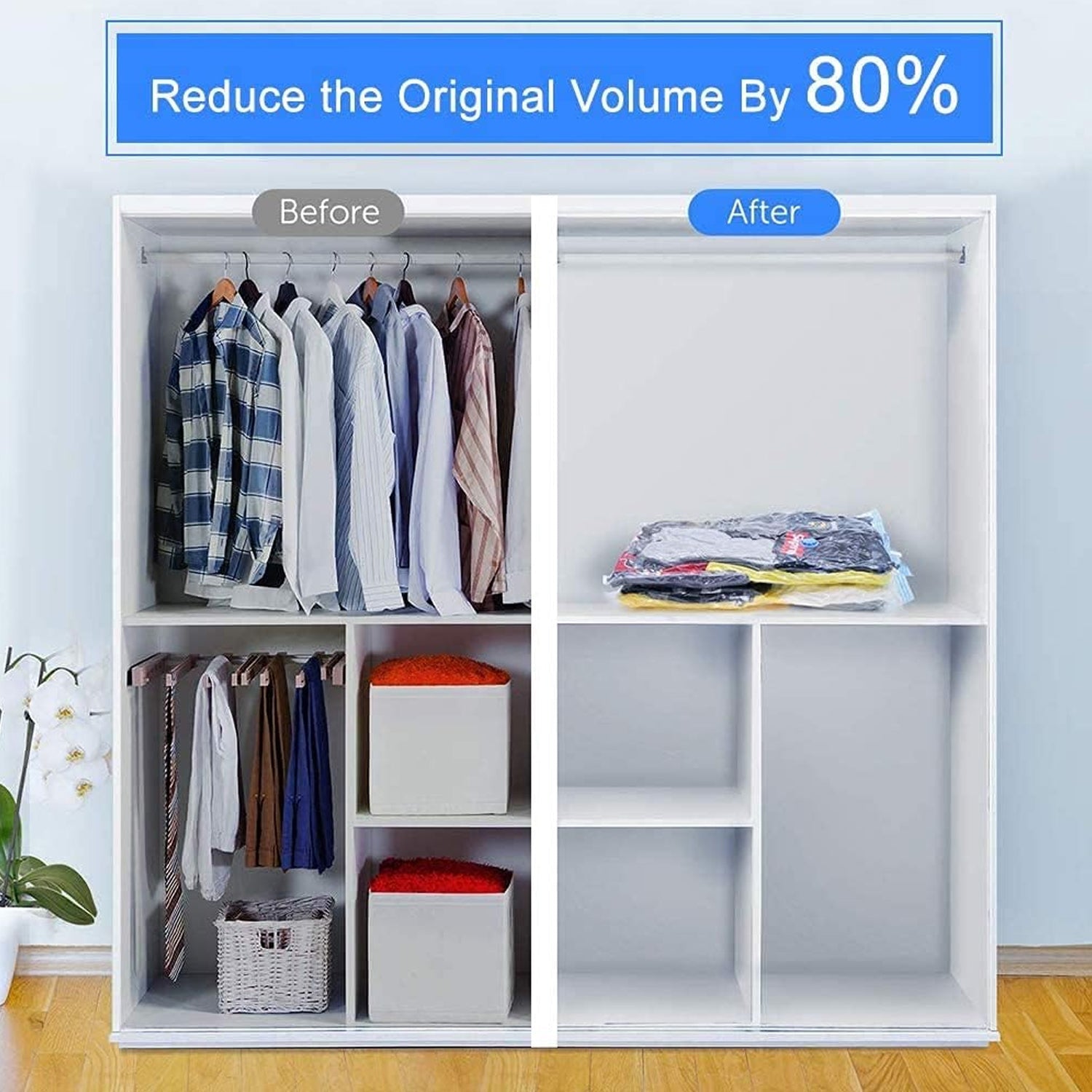 17826 Vacuum Storage Bags With Suction Pump Shirt Clips - Vacuum Bags - Big Capacity Vacuum Seal Bags For Travel Clothes Blankets Pillows Compression Bags Space Saver Vacuum Storage Bags (5 Pcs Set) - Trendynest