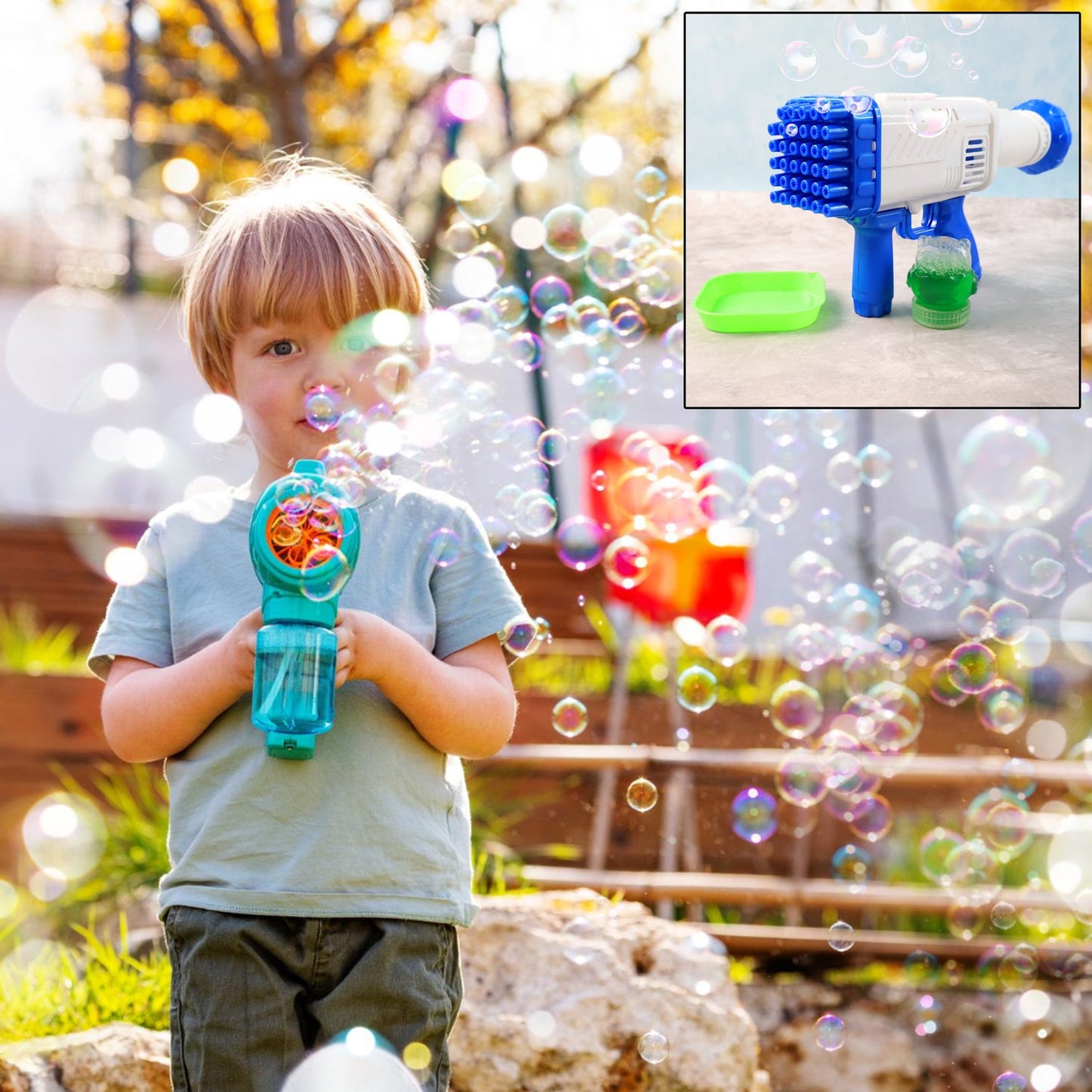 32 Holes Big Rechargeable Powerful Machine Bubble Gun Toys (1 Set) - Trendynest