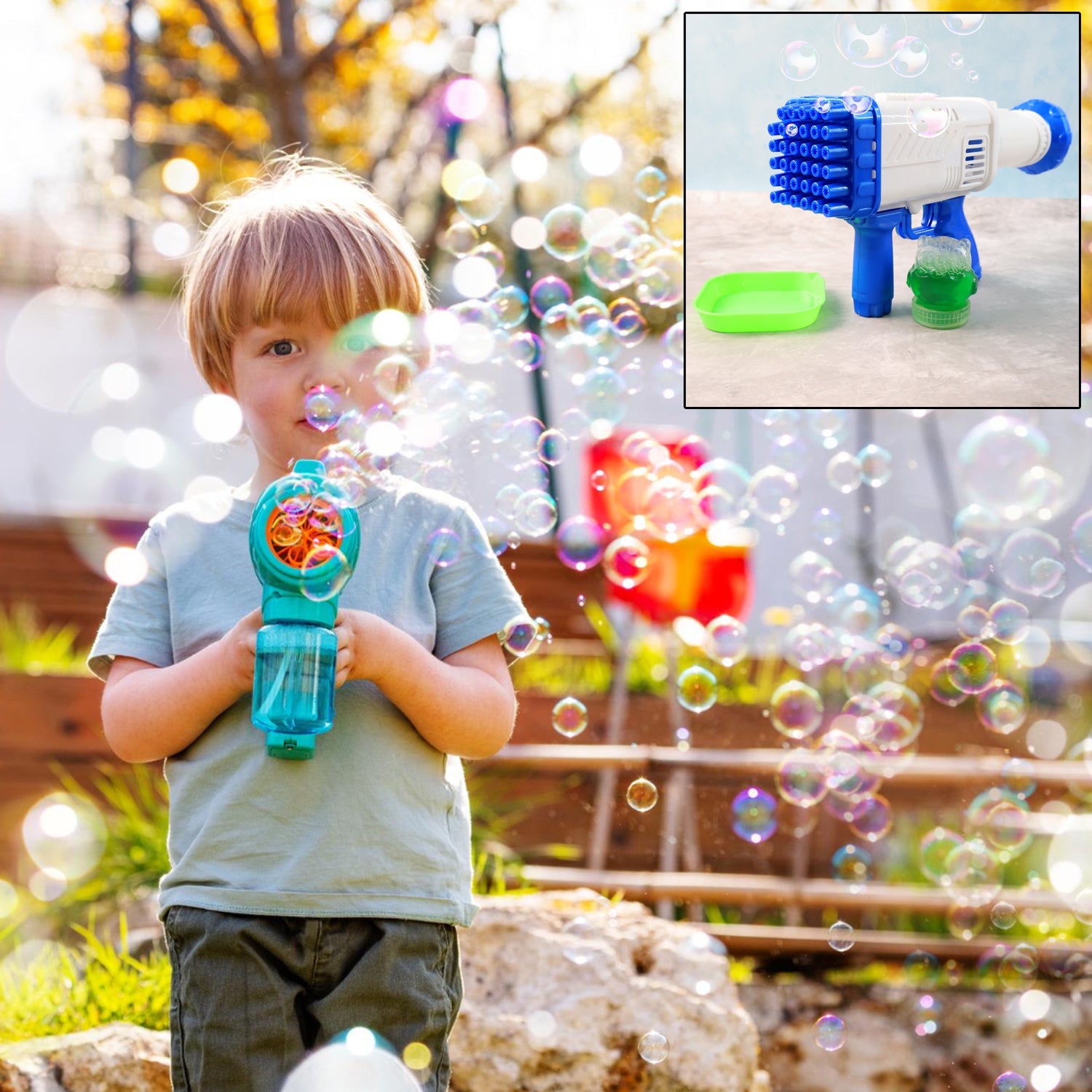 32 Holes Big Rechargeable Powerful Machine Bubble Gun Toys (1 Set) - Trendynest