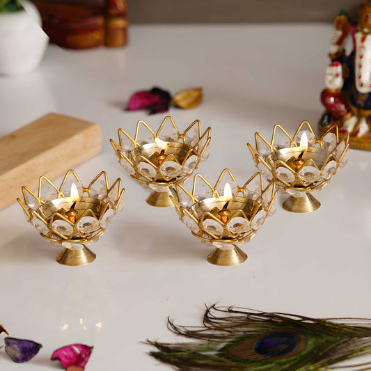 🪔 Divine Radiance Lotus Tealight Set of 4