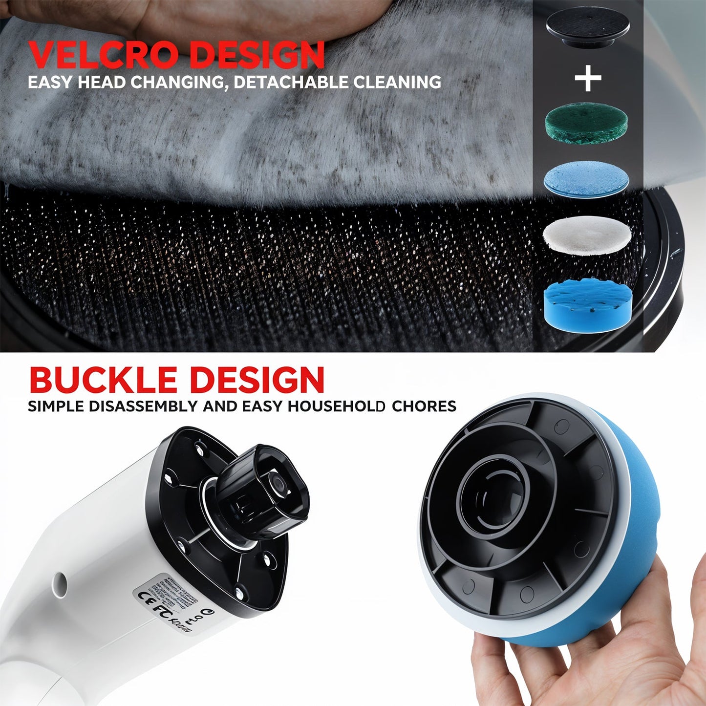 7 - in - 1 Electric Spin Scrubber Cleaning Brush With Extension Handle (1 Set) - Trendynest