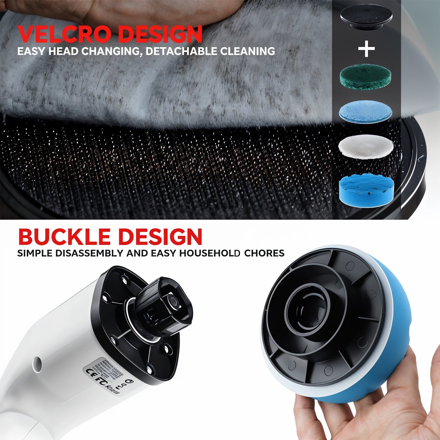 7 - in - 1 Electric Spin Scrubber Cleaning Brush With Extension Handle (1 Set) - Trendynest