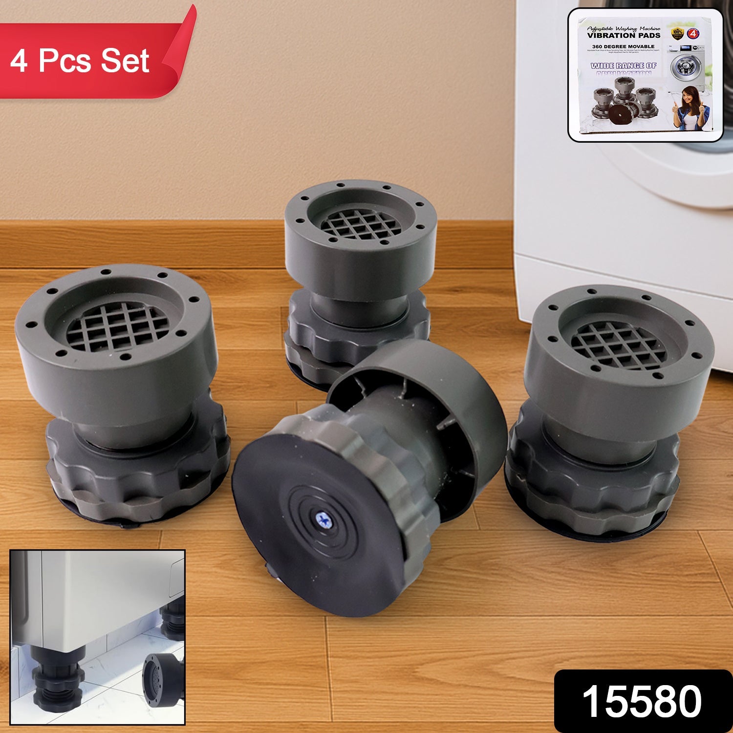 Adjustable Anti - Vibration Pads 🛠️ for Washing Machine Refrigerator (4 Pc) - Trendynest