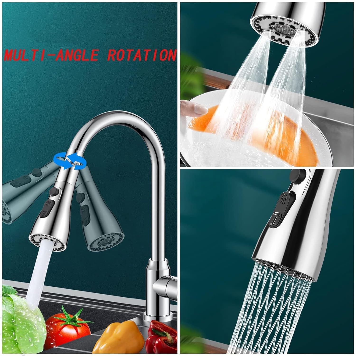 Kitchen Faucet 3 - function Pull Down Sink Sprayer (1 Pc) - Trendynest