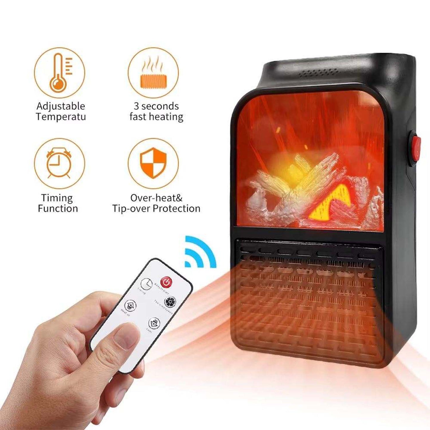 Portable Electric Fireplace Lamp Led Flame Heater (900w 1 Pc) - Trendynest