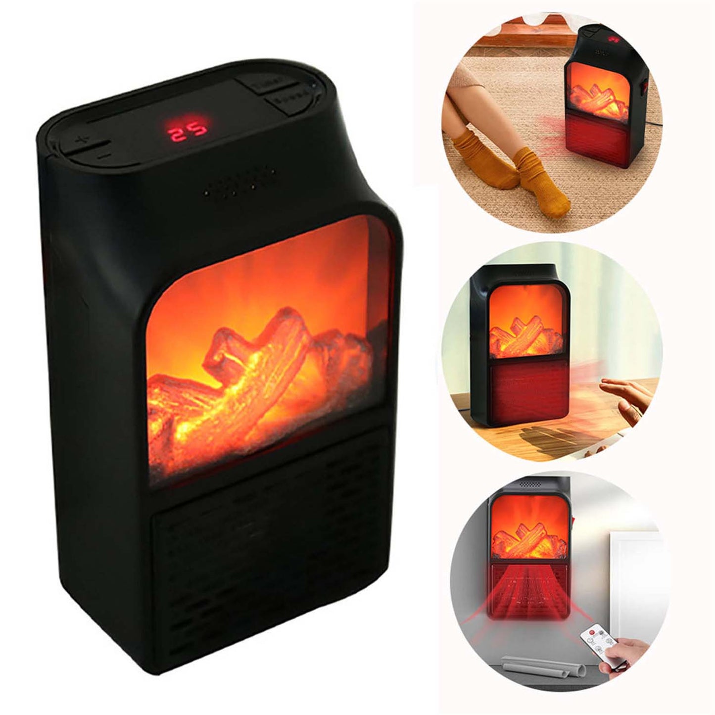 Portable Electric Fireplace Lamp Led Flame Heater (900w 1 Pc) - Trendynest