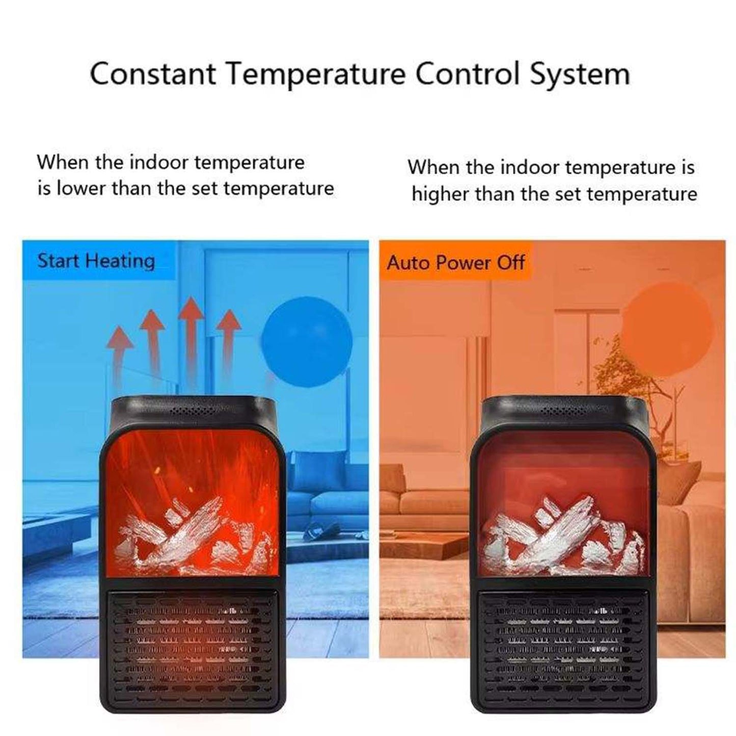 Portable Electric Fireplace Lamp Led Flame Heater (900w 1 Pc) - Trendynest